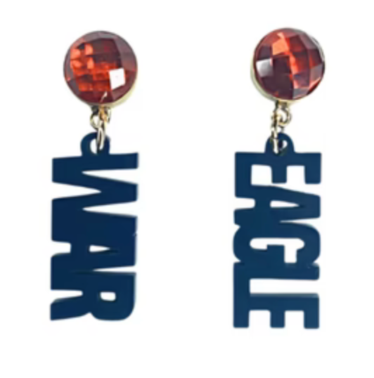 AUB War Eagle Resin Block Letter  Earrings