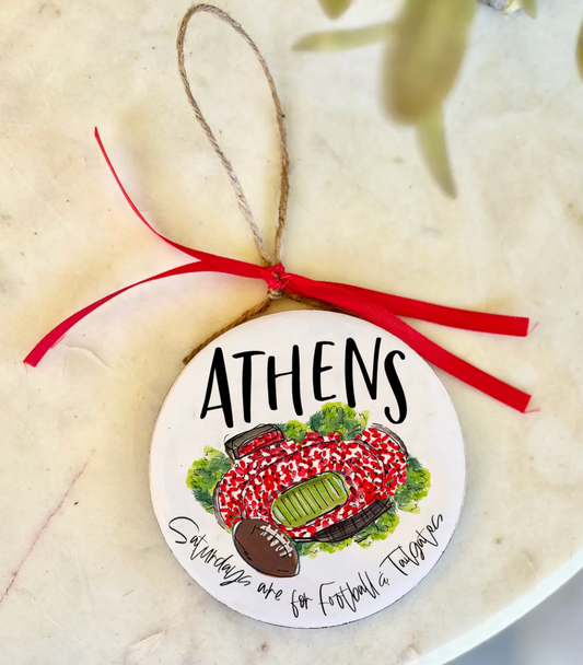 UGA Wood and Enamel Ornament