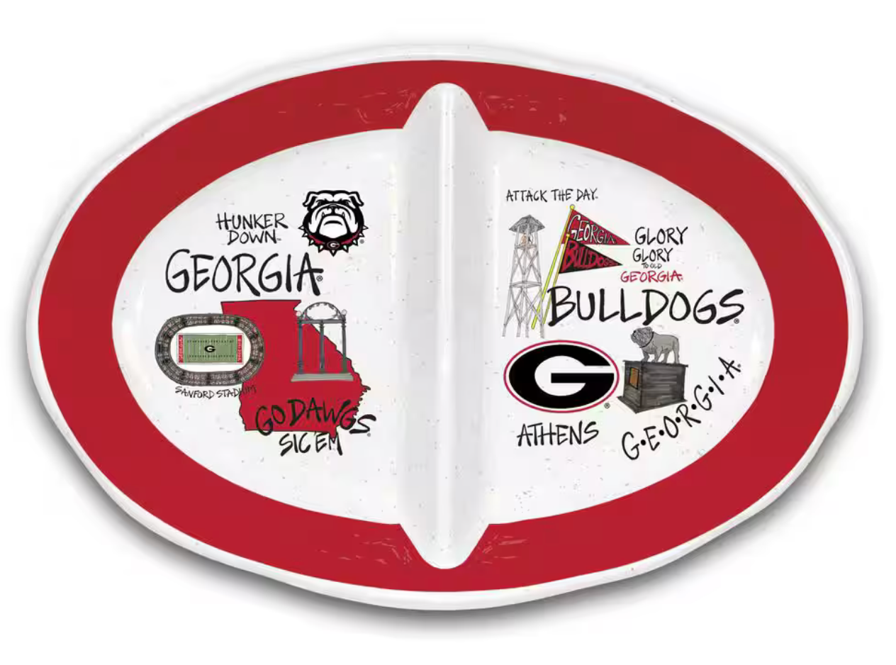UGA 16.5 in. 2 Section Melamine Serving Platter