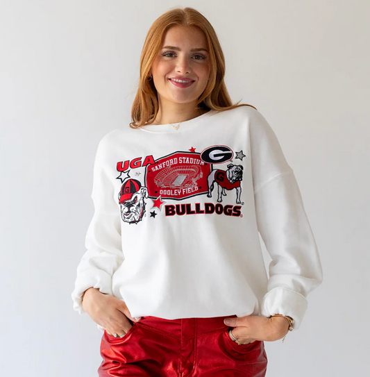 UGA Gameday Social Layer Patch Lantern Crewneck