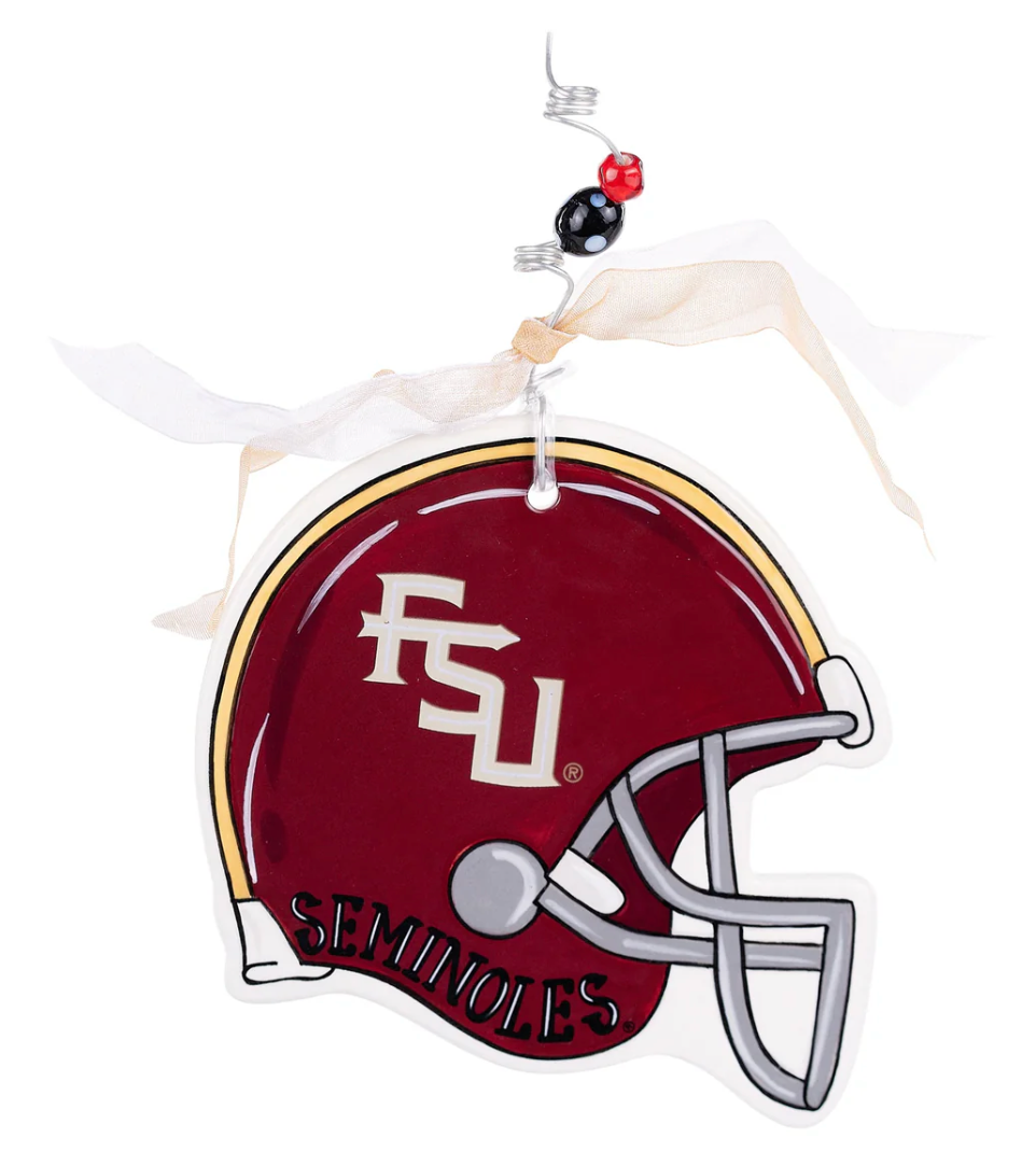 ceramic football helmet Cheer On Florida State With An Adorable Seminoles Helmet Flat Ornament