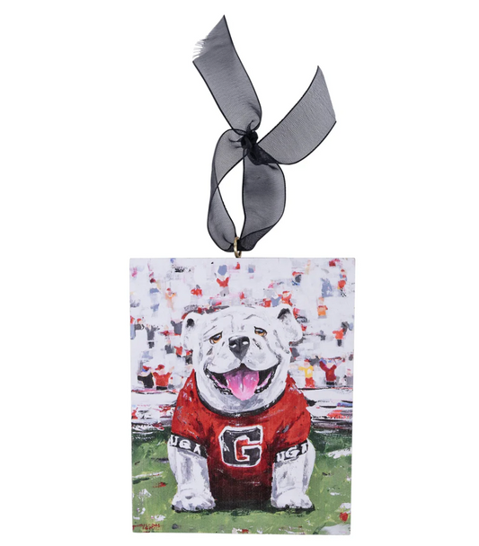 UGA Dawg Block Canvas Christmas Ornament