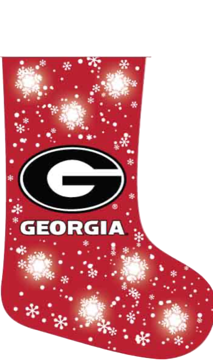 UGA Christmas Stocking 17 inch printed with snowflake