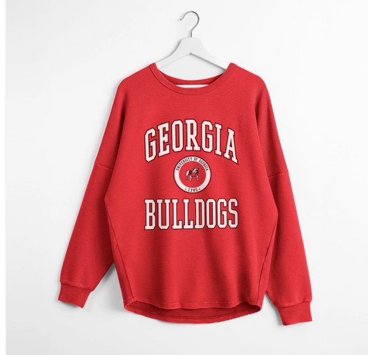 UGA Gameday Couture Relentless Vintage Wash Corded Pullover