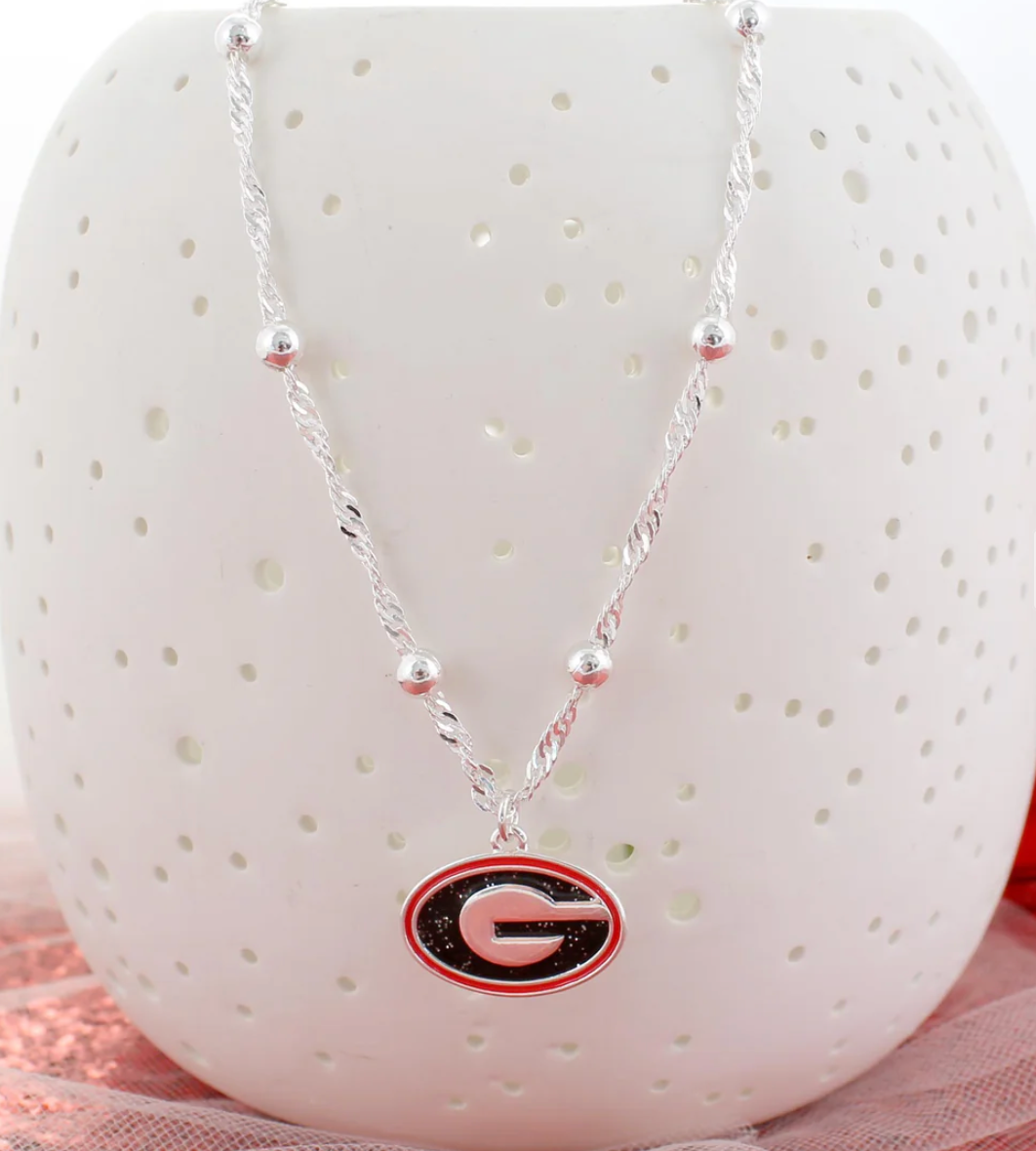 UGA Super G 16” Glitter Enamel Logo Necklace