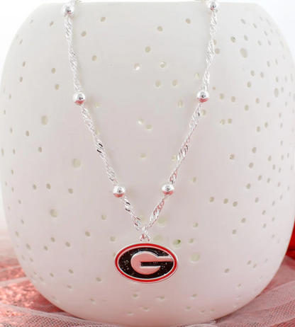 UGA Super G 16” Glitter Enamel Logo Necklace
