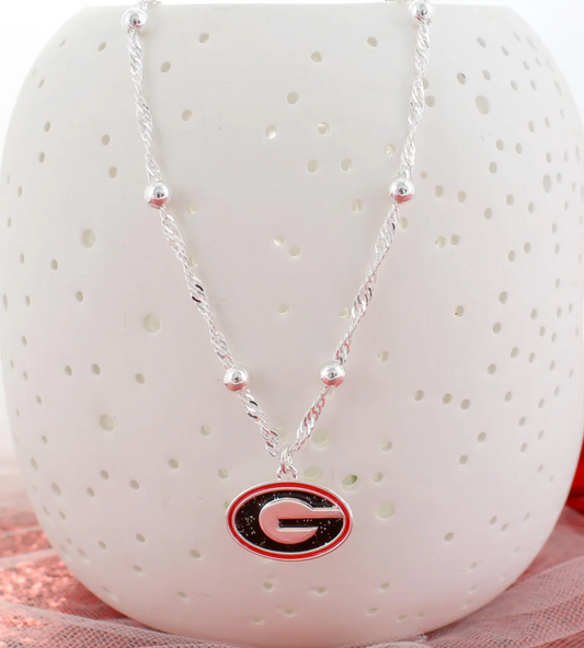 UGA Super G 16” Glitter Enamel Logo Necklace