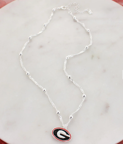 UGA Super G 16” Glitter Enamel Logo Necklace