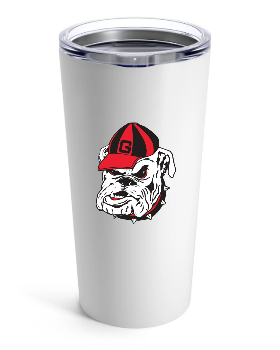 UGA White Stainless Tumbler 20oz