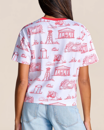 UGA Stewart Simmons The Team Toile Embroidered Ladies T-Shirt
