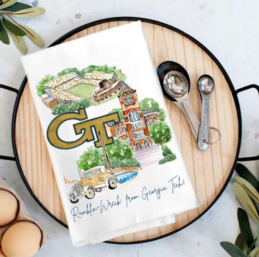 GA Tech Landmark Tea Towel