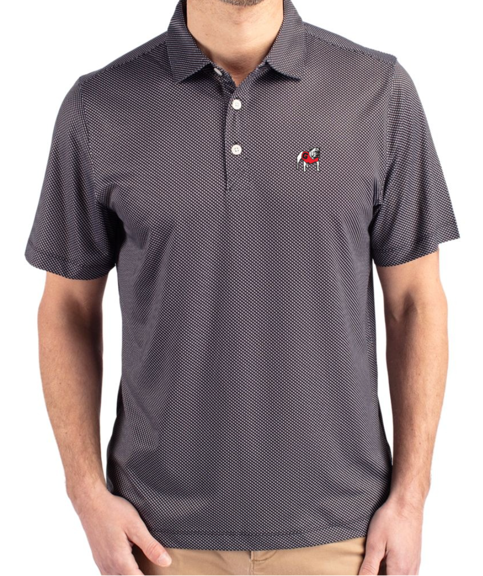UGA Cutter & Buck Black Pike Eco Symmetry Print Polo