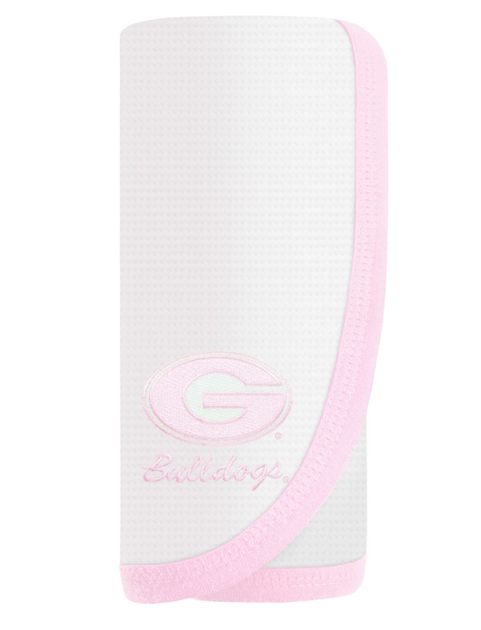 UGA Infant Blanket Thermal White with Pink Trim