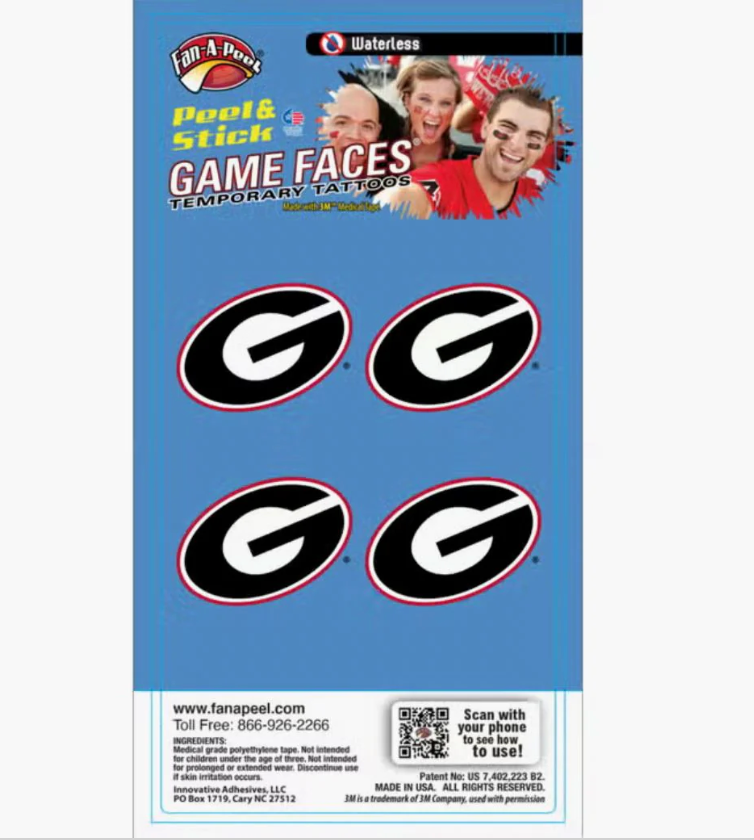 UGA Super G Waterless Face Tattoos