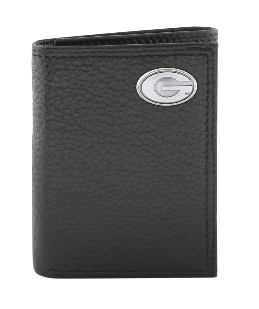 UGA Pebble Grain Leather Tri-fold wallet with G