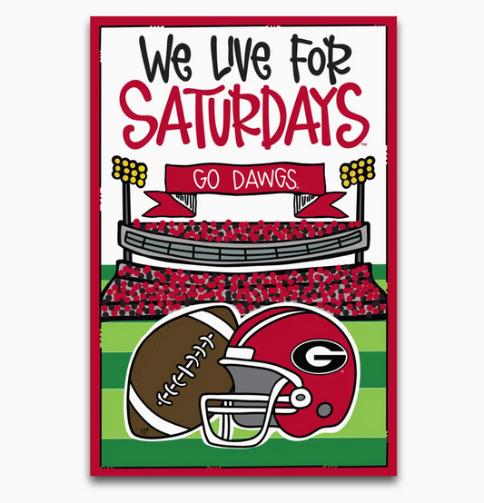 UGA Garden Flag "We Live for Saturdays" Magnolia Lane