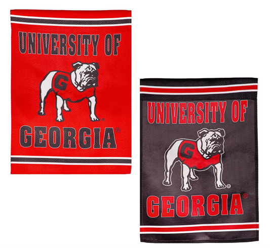 UGA House Flag 30x40 Standing Dog Double Sided