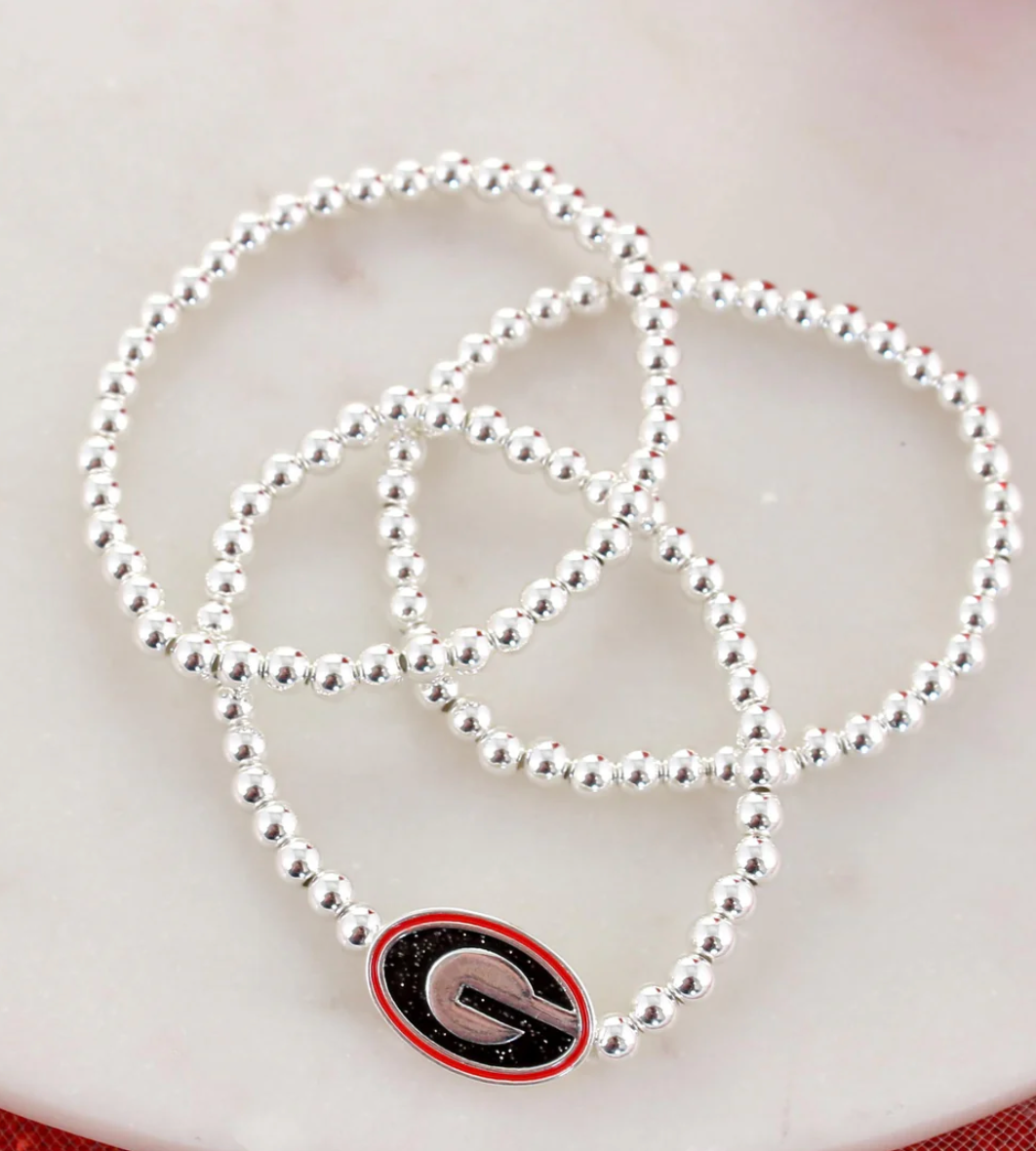 UGA Super G Glitter Enamel Stretch Bracelet Set