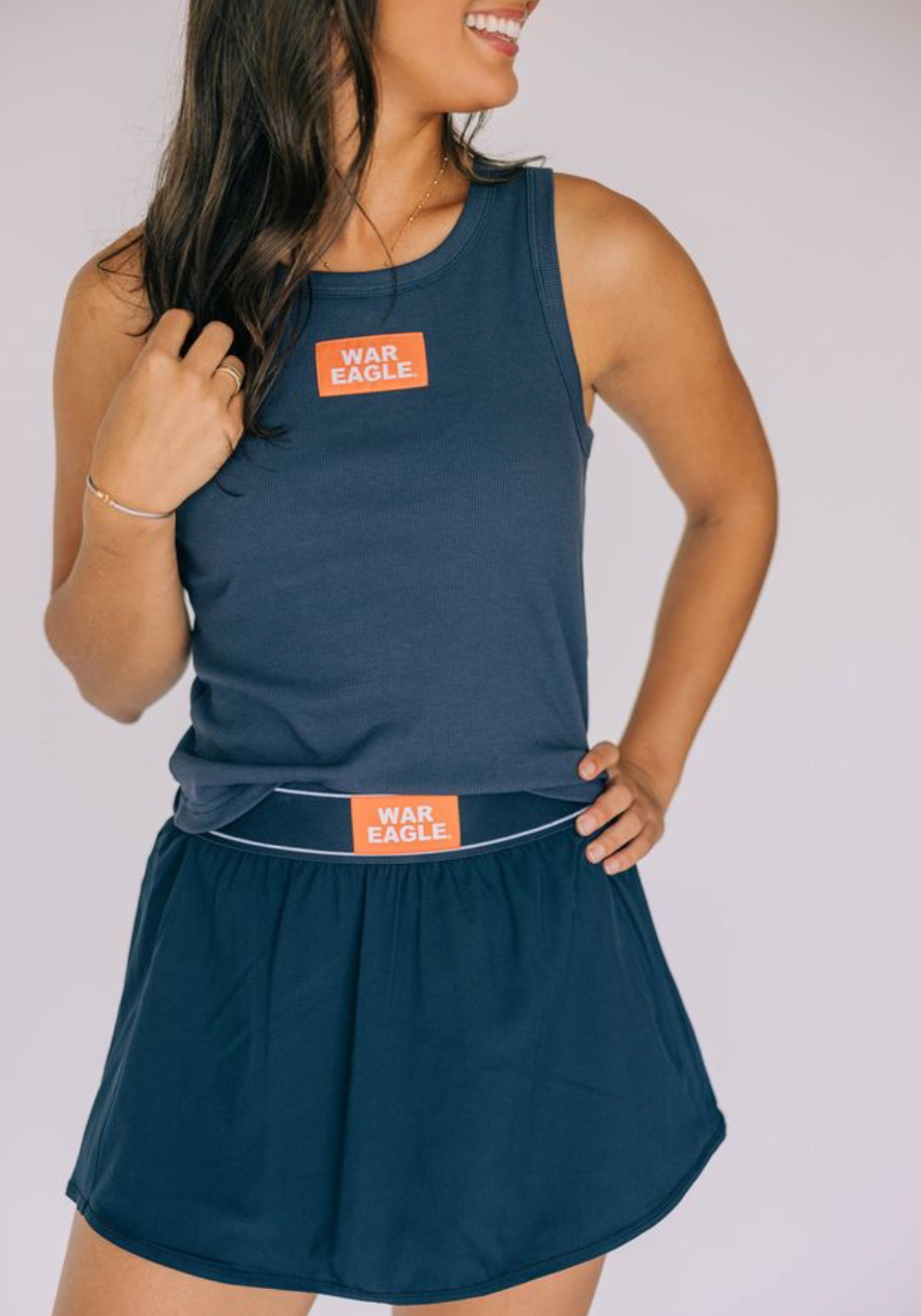 AUB Alli Ribbed Tank Top "War Eagle" Woven Label