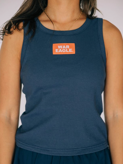 AUB Alli Ribbed Tank Top "War Eagle" Woven Label
