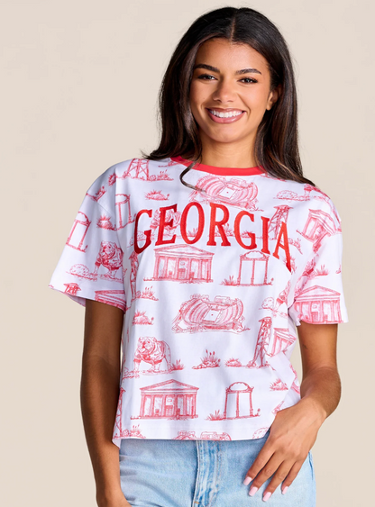 UGA Stewart Simmons The Team Toile Embroidered Ladies T-Shirt
