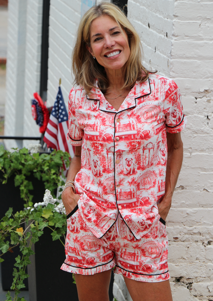 UGA Classy White with All over print Short Pajama Set