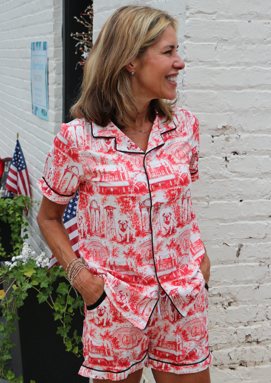 UGA Classy White with All over print Short Pajama Set