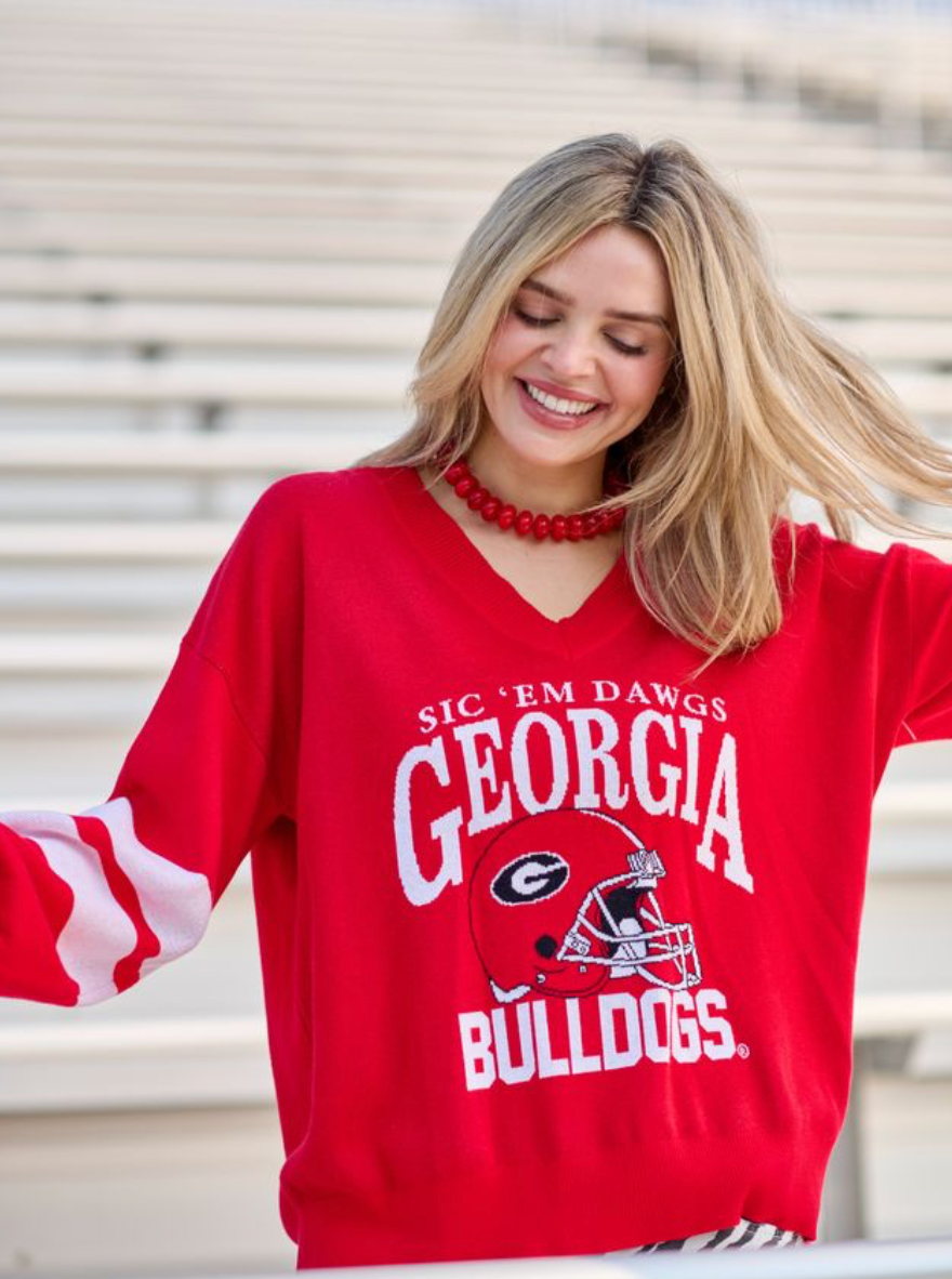 UGA Stewart Simmons The Quad V-Neck Sweater