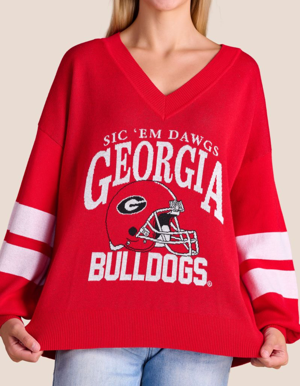 UGA Stewart Simmons The Quad V-Neck Sweater