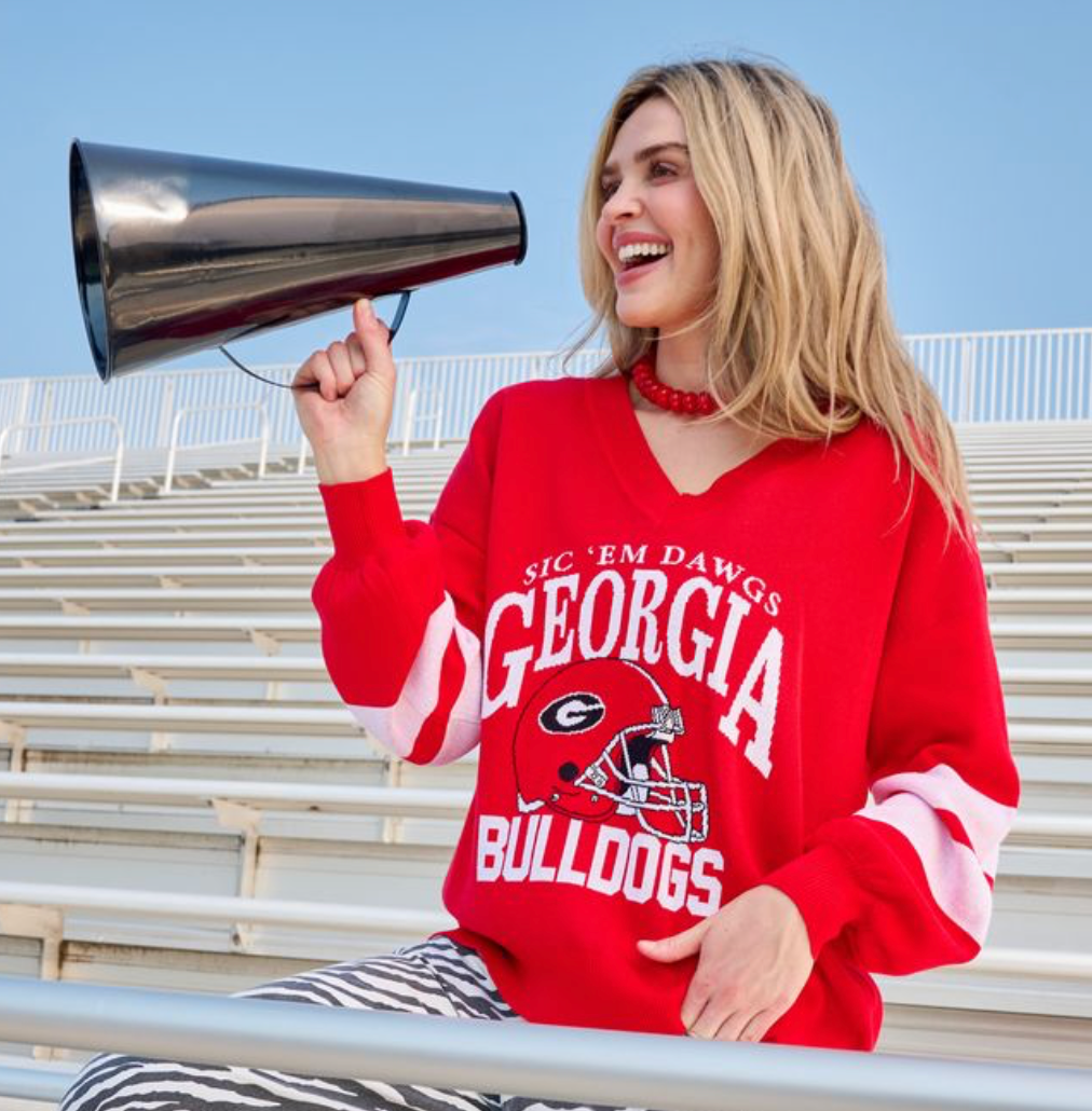 UGA Stewart Simmons The Quad V-Neck Sweater