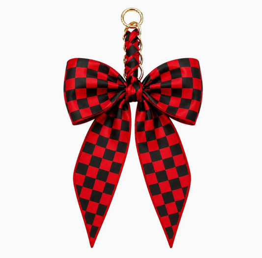 UGA Checkered Bow Bag Charm