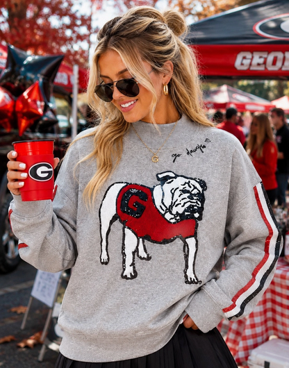 UGA Brianna Cannon Mock Neck Sequin Stripe Sweatshirt