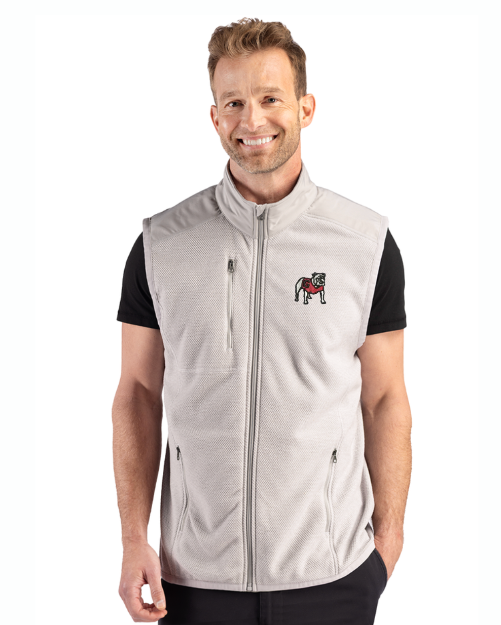UGA Cutter & Buck Mens Hybrid Full Zip Vest Hunts Point '26