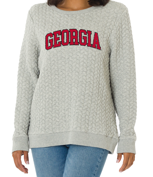 UGA Women's "Kinsley" Waffle Gray Sweatshirt