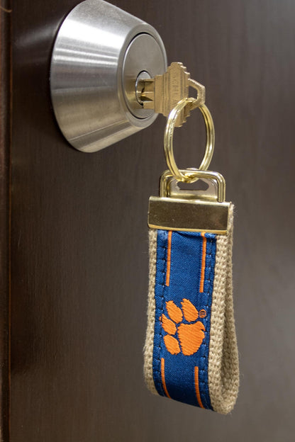 CLE Tigers Stripe Ribbon Key Chain.