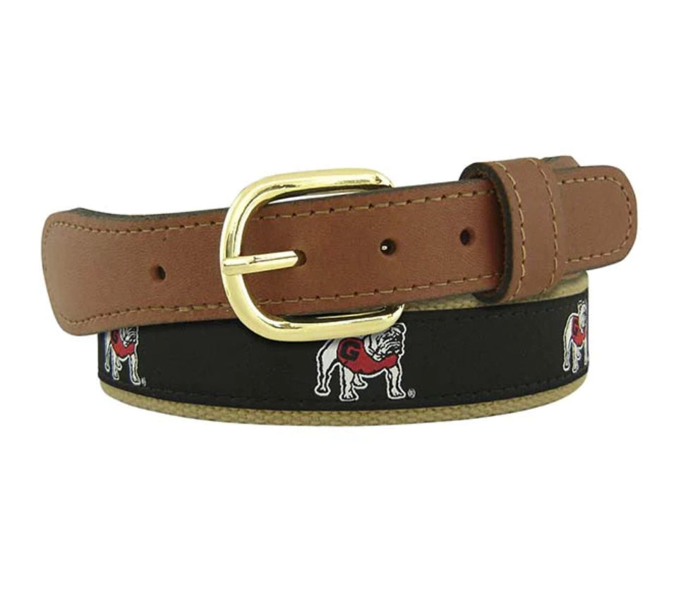 Uga Ribbons UGA WOVEN RIBBON BELT Standing Dog Black – Universities Forever