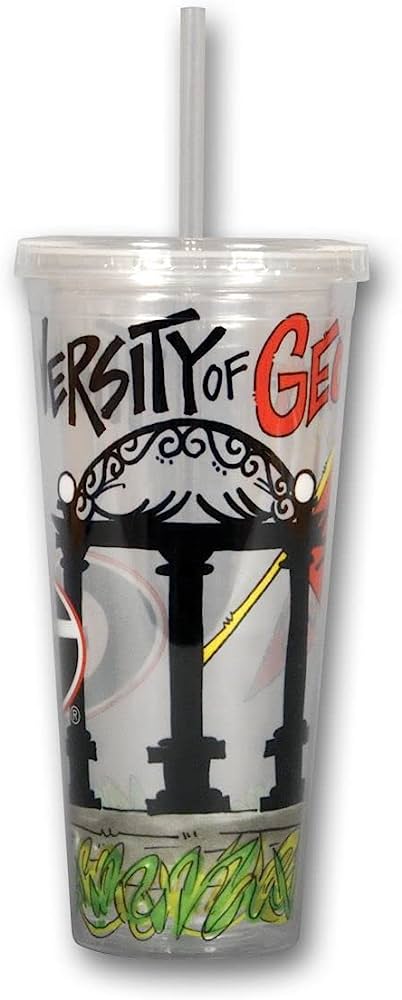 UGA Clear Tumbler w/Straw